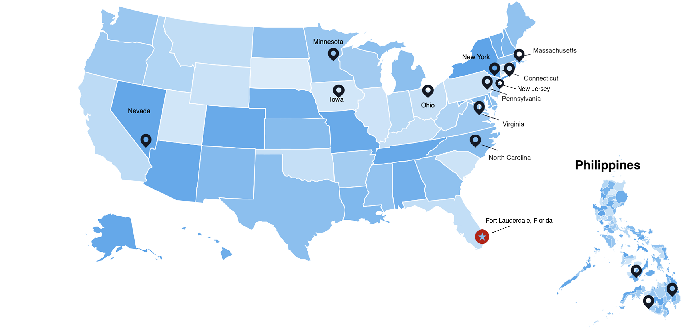 Map of team Trifecta locations